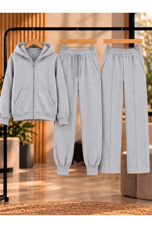 Armikids Unisex Set of 3 | Zippered Hooded Jacket Set + Pipe-Cuff Bottom