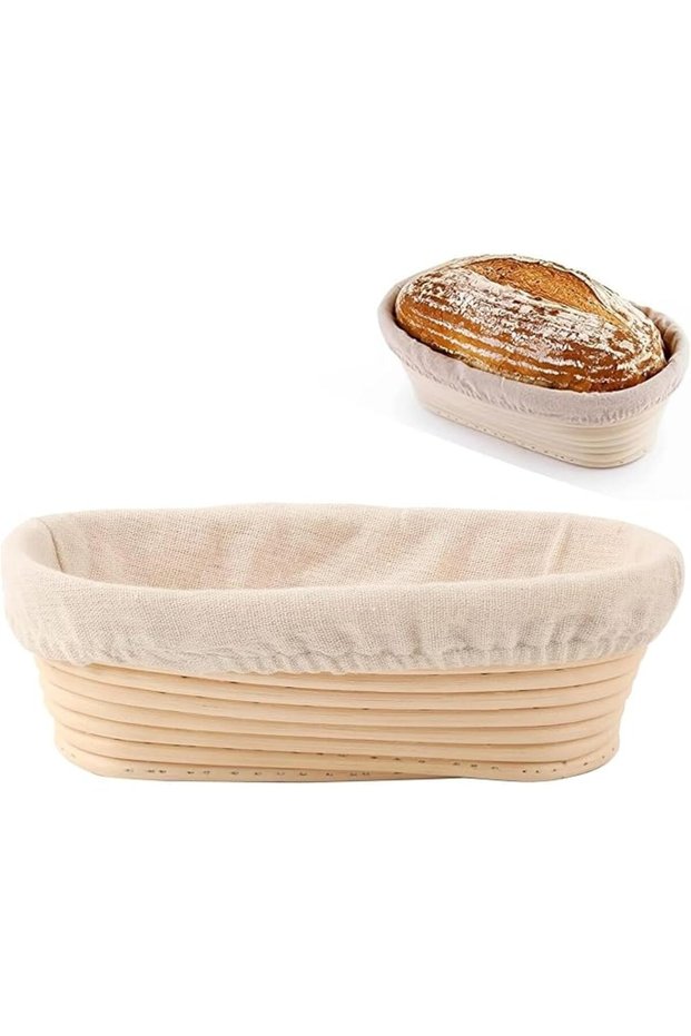Bread Proofing Basket, Oval Handmade Banneton Bread Proofing Basket, Dough Scraper, Proofing