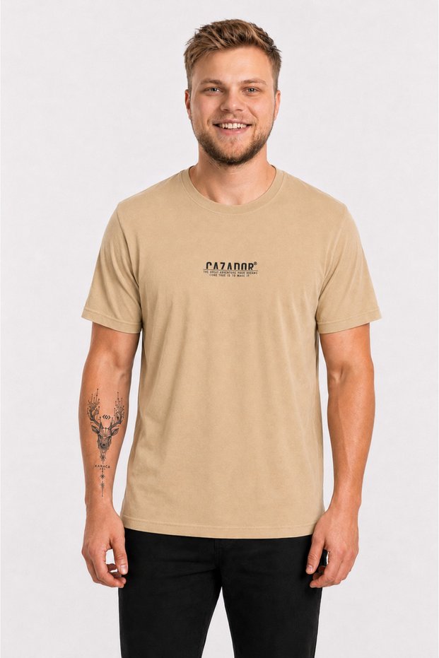 Slim Fit Crew Neck Minimal Printed T-Shirt