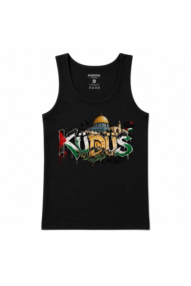 Jerusalem More Than a City – Palestinian Colors, Kubbet El-Sahra & Olive Branch Graffiti Tank Top