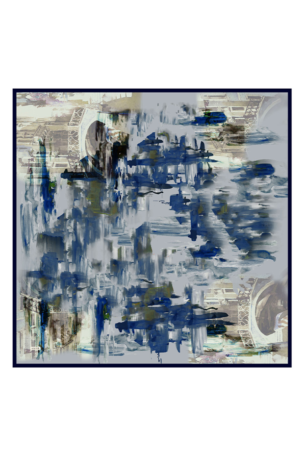 Navy Blue 110X110 Silk Crepe Satin Scarf