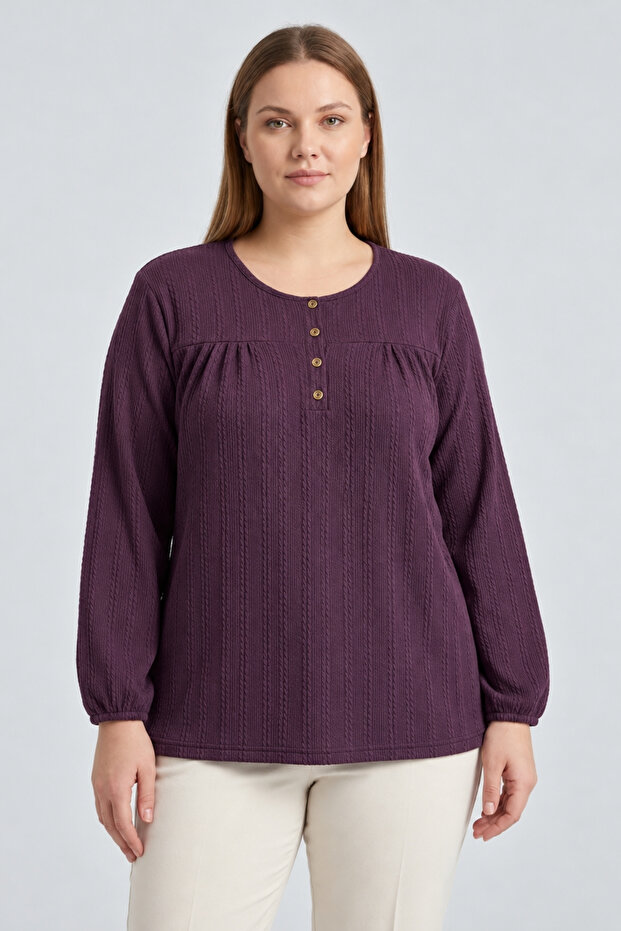 Winter Hair Knitwear Buttoned Soft Blouse