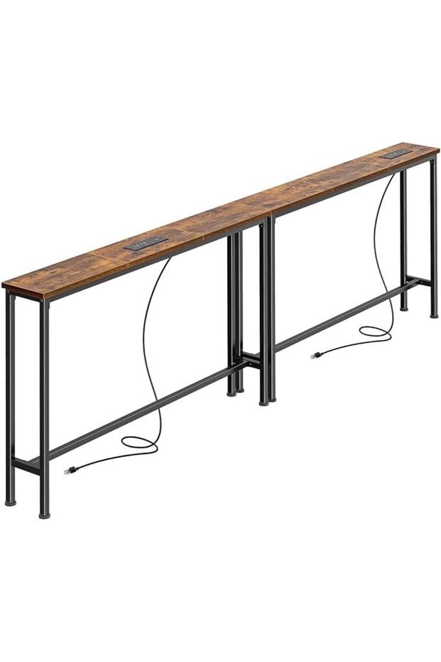 SHARPDO Narrow Console Table with Outlet, Sofa Tables, Behind Couch Table, Long Entryway Tables with