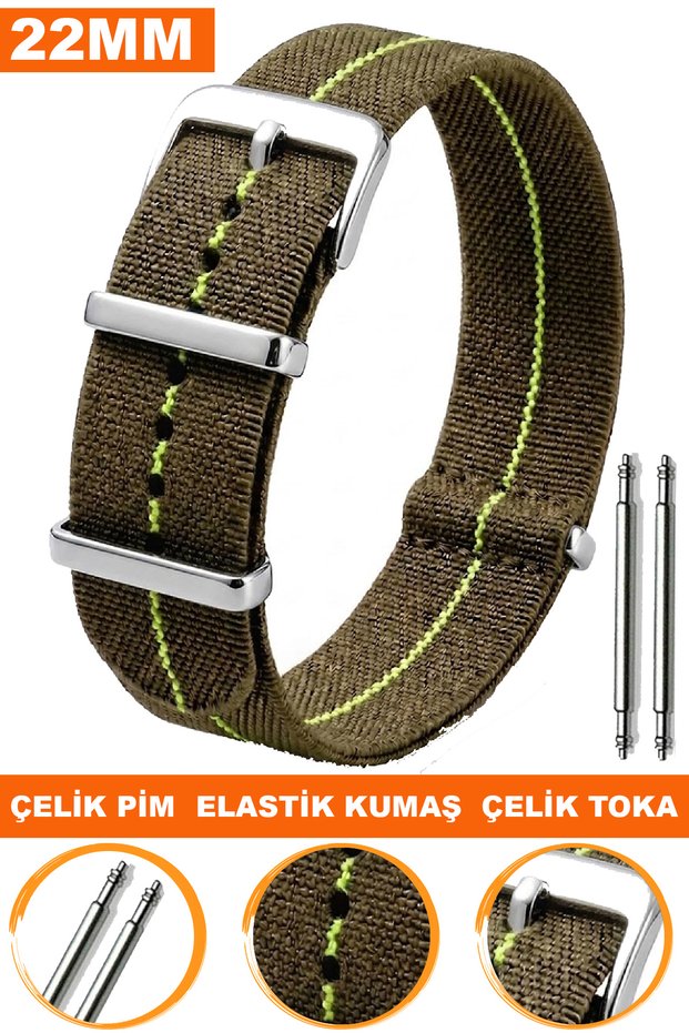 22mm Elastic Fabric Nato Textile Watch Band Strap N39Tld-Hg
