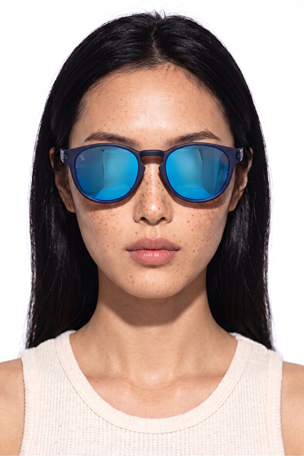 Veron Navy Blue Mirror Sunglasses