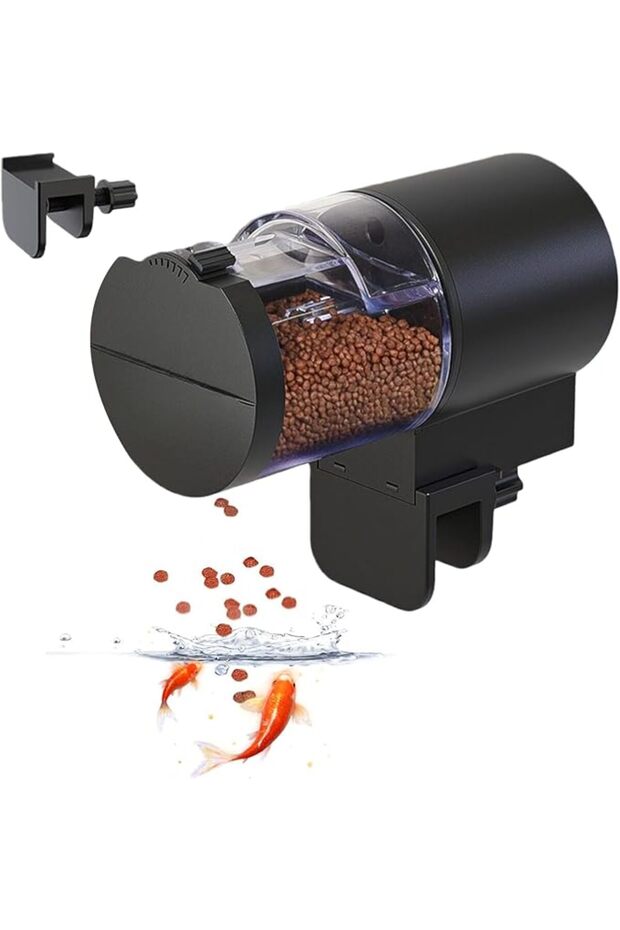 جهاز تغذية الأسماك الأوتوماتيكي من BOOM Aquarium: مؤقت 12/24 ساعة، سعة كبيرة 100 مل، وضع مزدوج يدوي وأوتوماتيكي