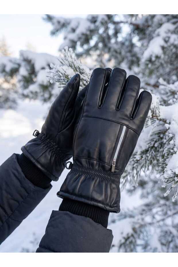 Men's Luxury Faux Leather Gloves with Fur Inside
