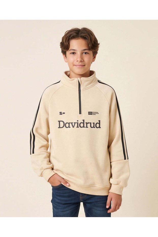 Senior Boys Beige Printed Sweatshirt