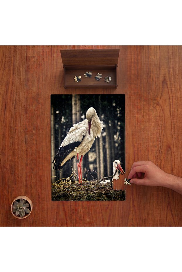 Stork's Nest Design 240 Piece Wooden Puzzle in Wooden Box Pd01437