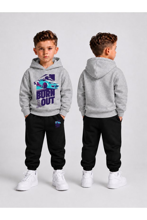 Children's Hooded Sweatshirt Tracksuit Set 2-Piece Printed Top and Bottom Set