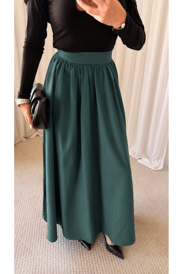 Beli Gathered Mevlana Skirt - 2323 - Green