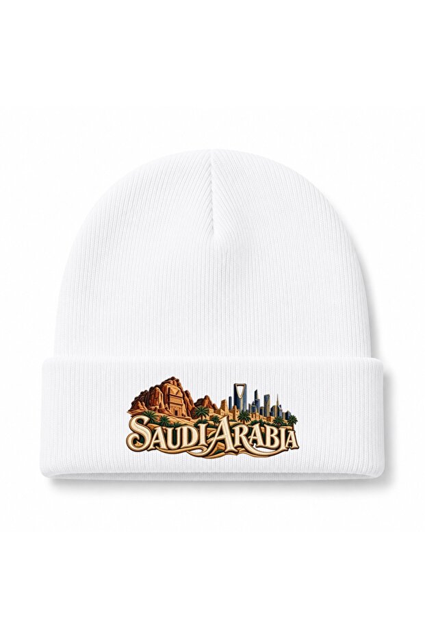 Saudi Arabia Heritage – Alula, Riyadh Skyline & Desert Landmarks Graphic Beanie