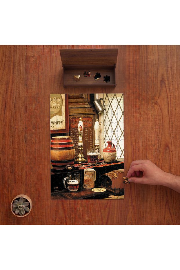 Bar - Beer - Keg Design 240 Piece Wooden Puzzle in Wooden Box Pd00431