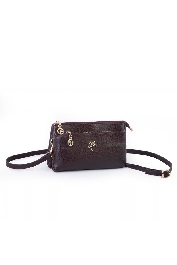 Women's Crossbody and Clutch Bag - Brown Victoria