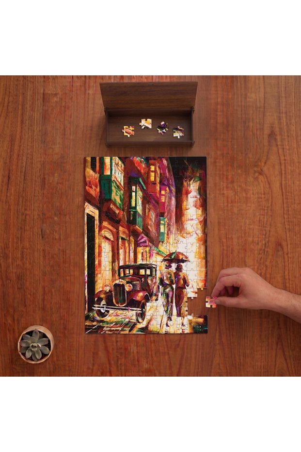 Lovers - Road - Street - City Design 240 Piece Wooden Puzzle in Wooden Box Pd00469