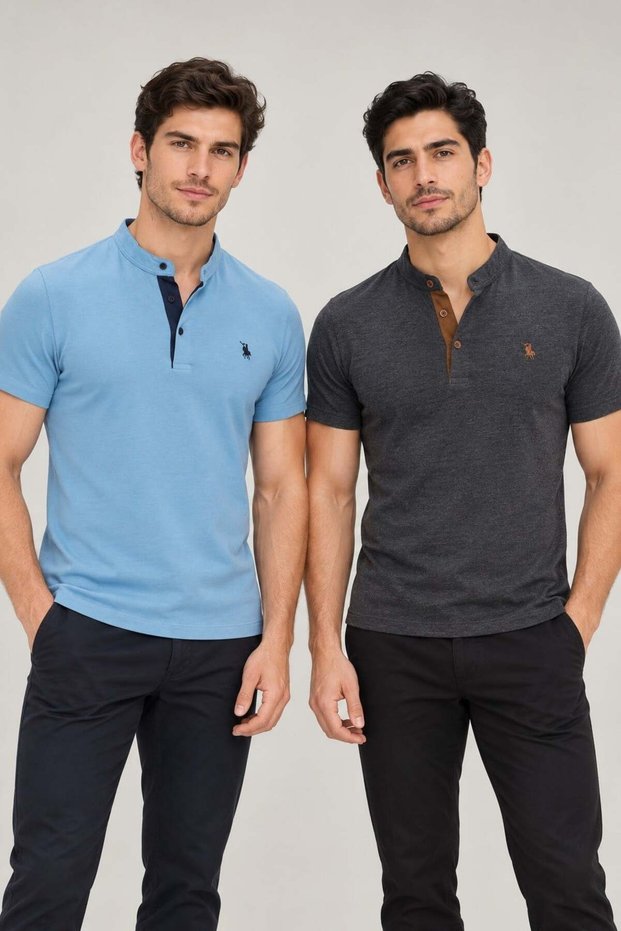 Men's Cotton T-Shirt Set of 2 Anthracite-Indigo T8560