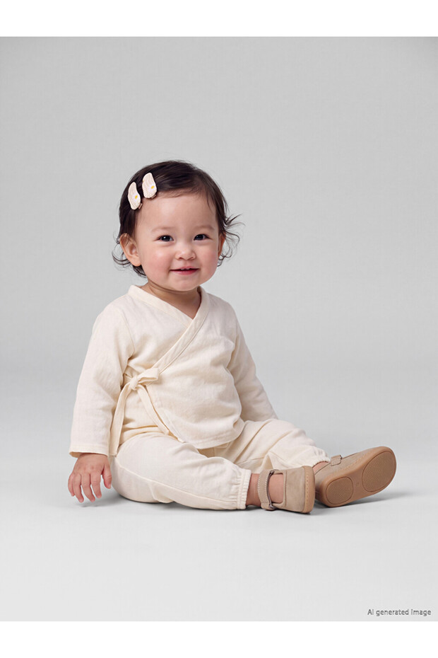 Double-Breasted Collar Baby Girl Hospital Set