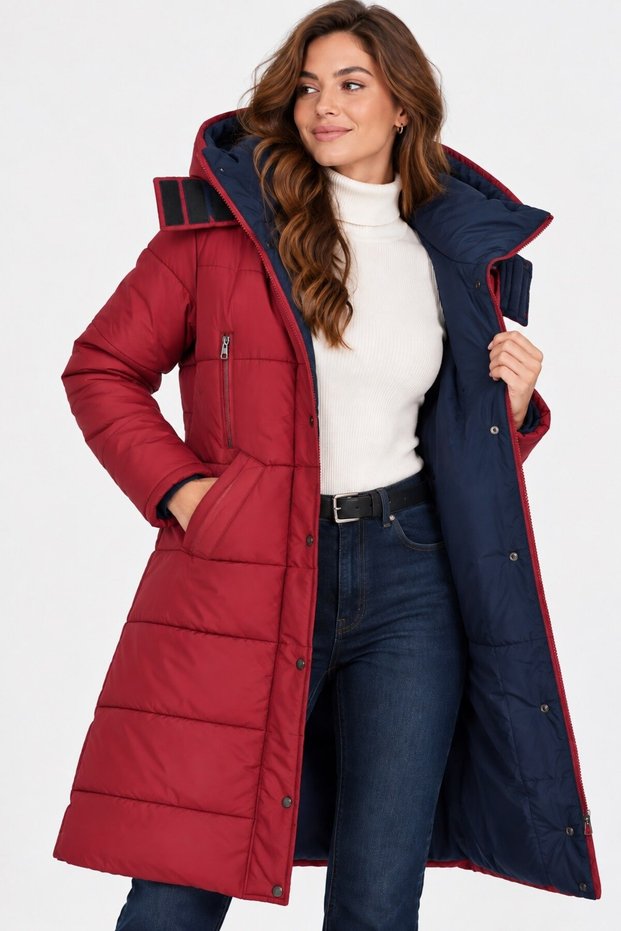 Women's Coat Burgundy Optical Z9738