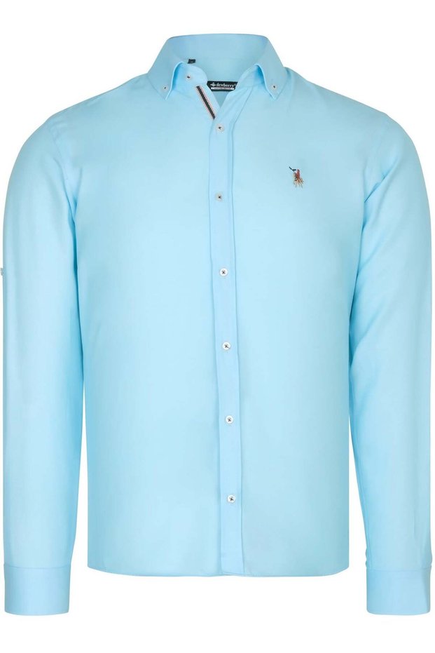 Men's Cotton Shirt Cyan G974