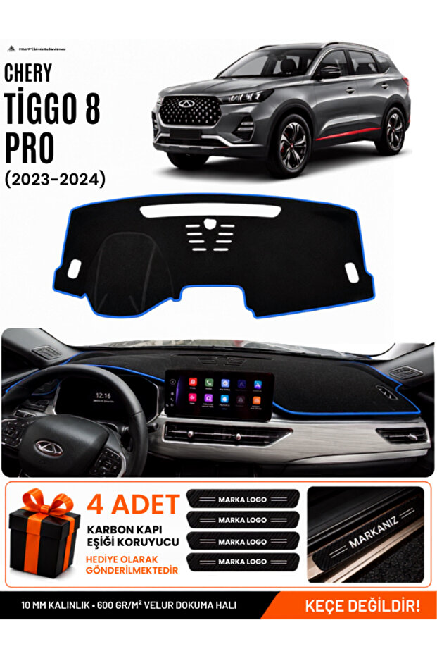 Chery Tiggo 8 Pro (2018-2024) Compatible Glove Box Cover, Glove Box Case - Black-Blue - Cy002