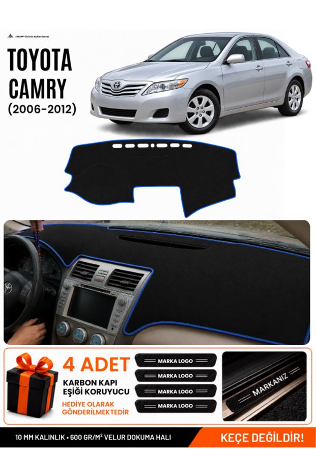 Toyota Camry (2006-2012) Compatible Glove Box Protection, Glove Box Cover, Glove Box Case - Black-Blue - To007
