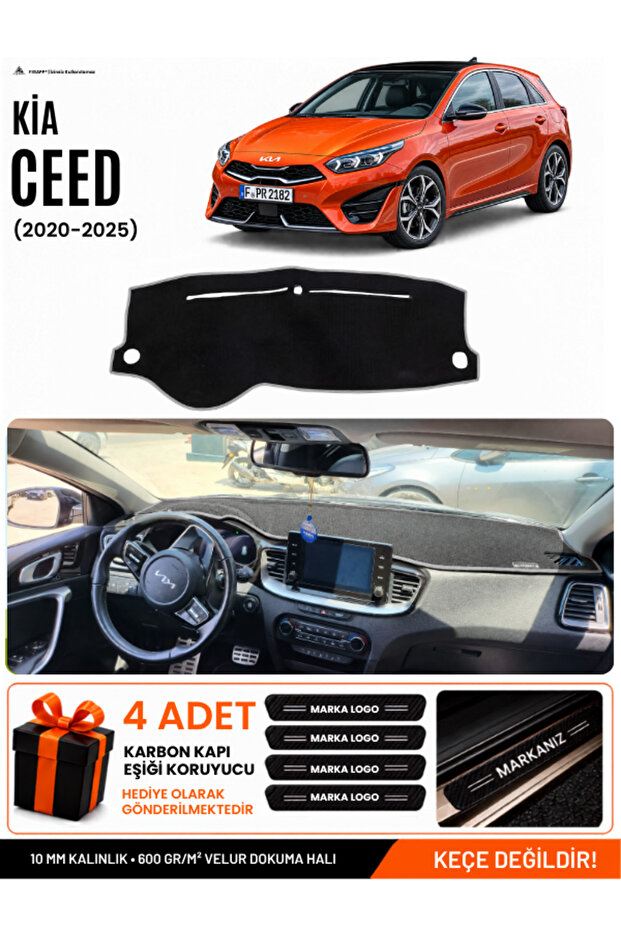 Kia Ceed (2020-2025) Compatible Glove Box Protection, Glove Box Cover, Glove Box Case - Black-Grey - Ki005