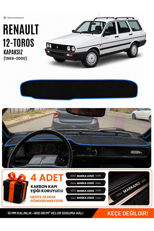 Renault 12 Toros Without Cover (1969-2000) Compatible Glove Box Cover, Glove Box Case - Black-Blue - Re002