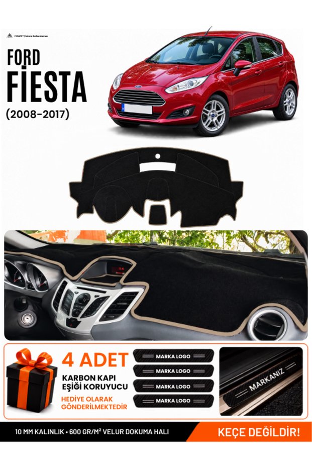 Ford Fi̇esta (2008-2017) Compatible Glove Box Protection, Glove Box Cover, Glove Box Case - Black-Beige - Fo008
