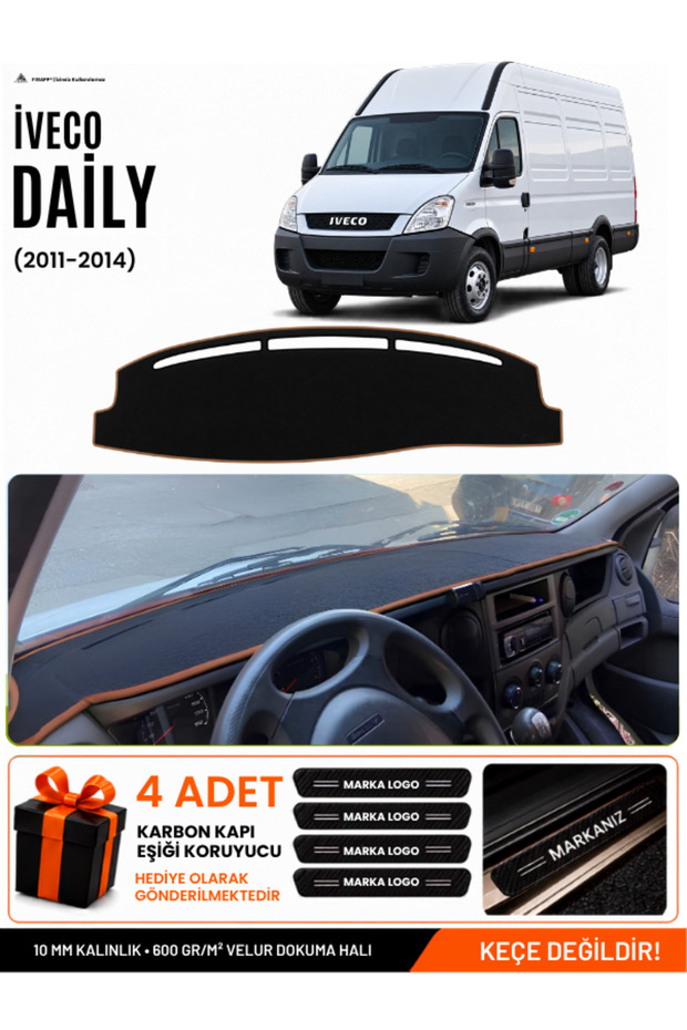 Iveco Daily (2011-2014) Compatible Glove Box Cover, Glove Box Case - Black-Brown - Iv001