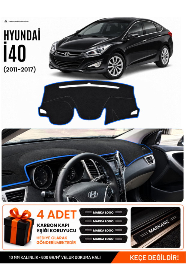 Hyundai̇ İ40 (2011-2017) Compatible Torpedo Protection, Torpedo Cover, Torpedo Case - Black-Blue - Hu007