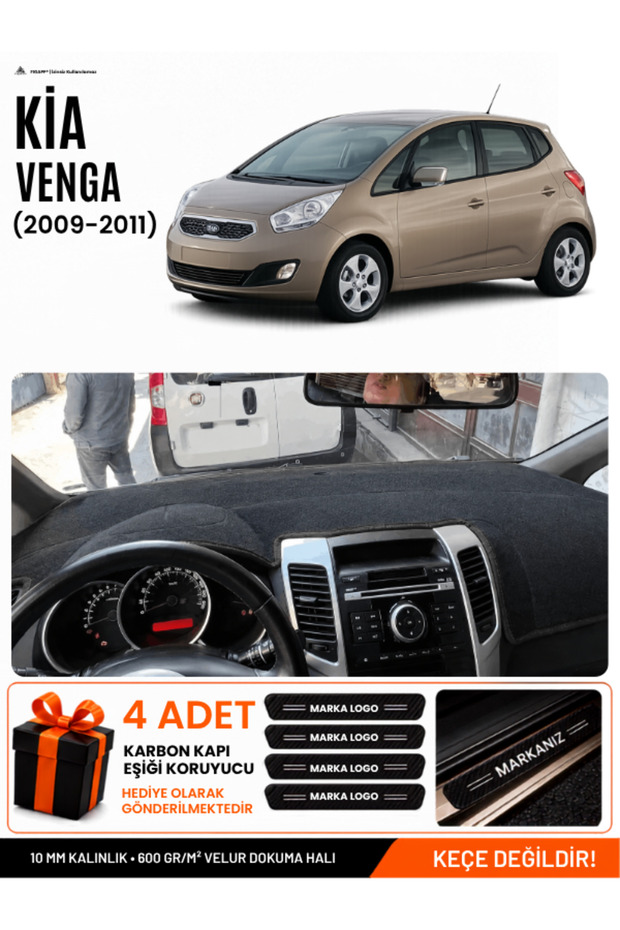 Kia Venga (2009-2011) Compatible Glove Box Protection, Glove Box Cover, Glove Box Case - Black - Ki025