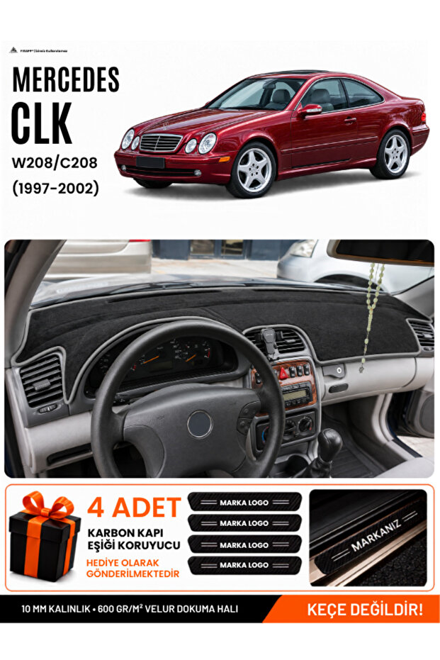 Mercedes W208-C208 Clk (1997-2002) Compatible Glove Box Cover, Glove Box Case - Black-Grey - Mb009