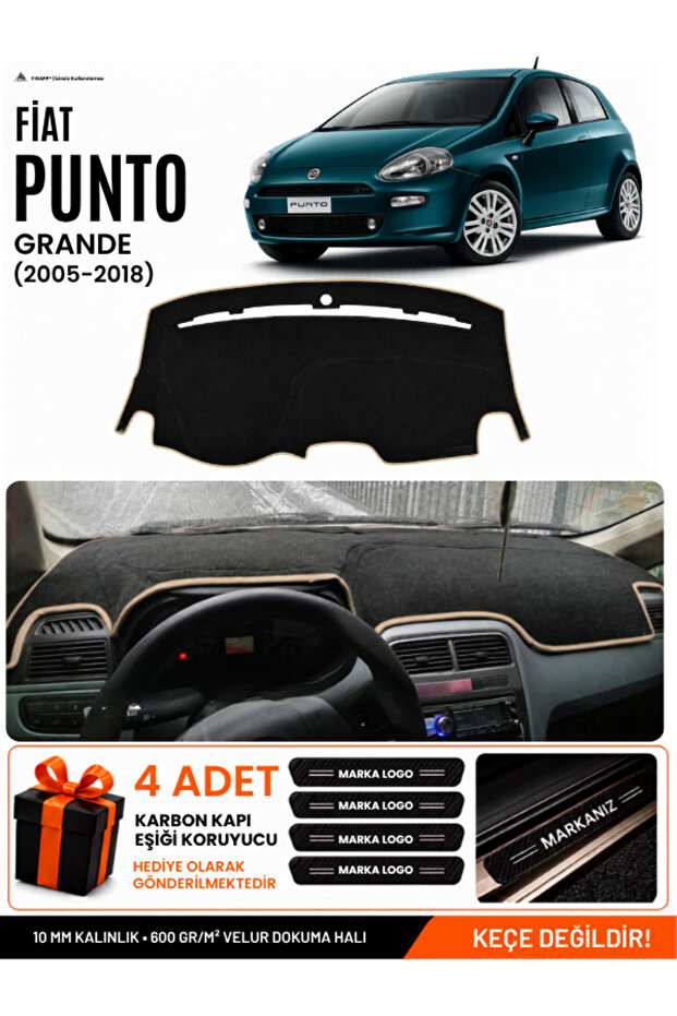 Fiat Punto Grande (2005-2018) Compatible Dashboard Cover, Dashboard Case - Black-Beige - Fi016