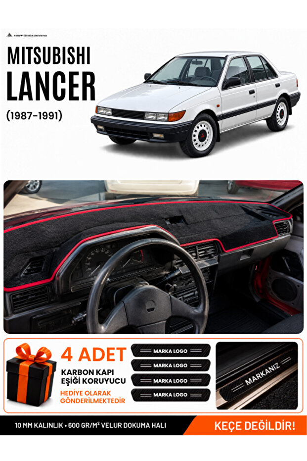Mitsubishi Lancer (1987-1991) Compatible Glove Box Cover, Glove Box Case - Black-Red - Mi012