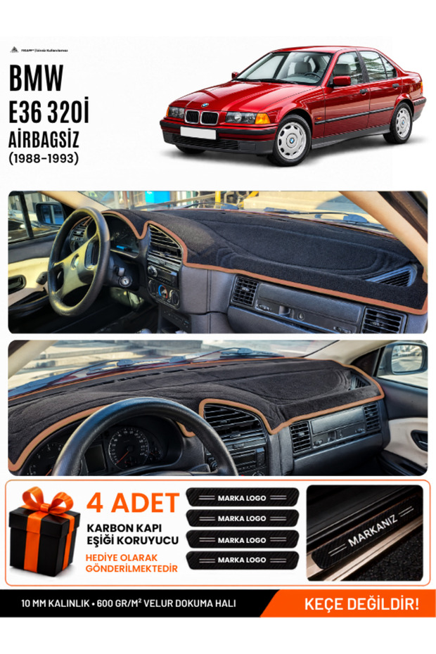 Bmw 3.20I (E36) Without Airbags (1990-2000) Compatible Dashboard Cover - Black-Brown - Bm013