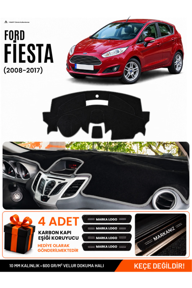 Ford Fi̇esta (2008-2017) Compatible Glove Box Protection, Glove Box Cover, Glove Box Case - Black-Grey - Fo008
