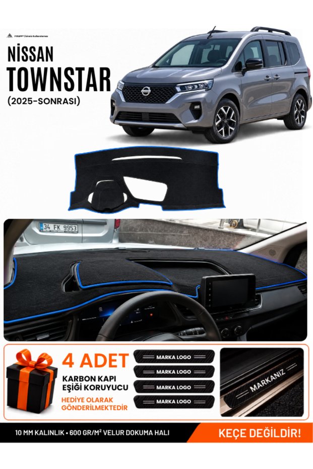 Nissan Townstar (2025 and Later) Compatible Glove Box Cover, Glove Box Case - Black-Blue - Ni023