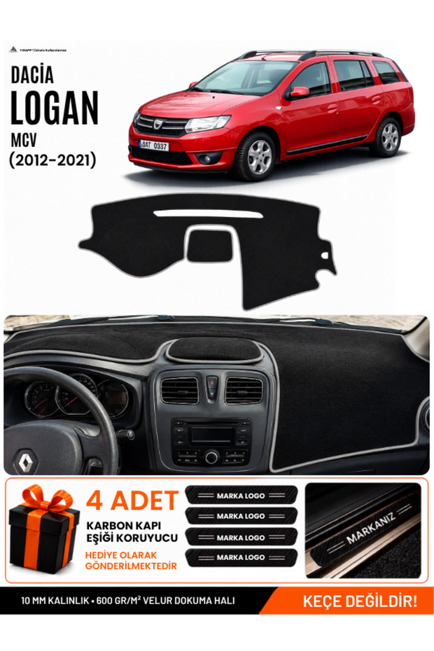 Daci̇a Logan Mcv (2012-2021) Compatible Glove Box Cover, Glove Box Case - Black-Grey - Re015
