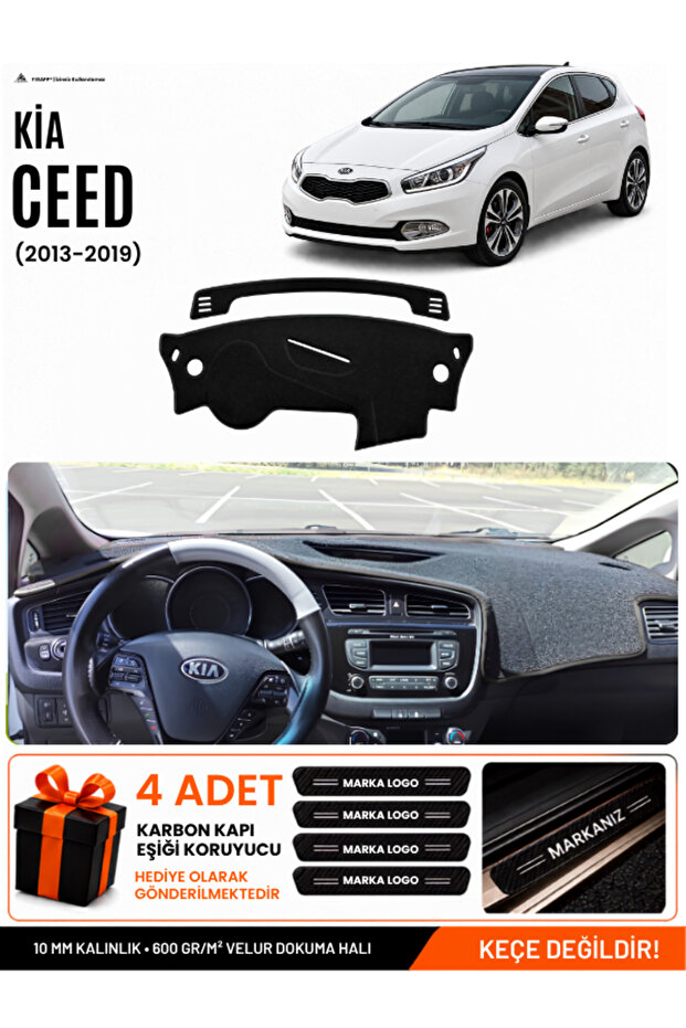 Kia Ceed (2013-2019) Compatible Glove Box Protection, Glove Box Cover, Glove Box Case - Black - Ki004