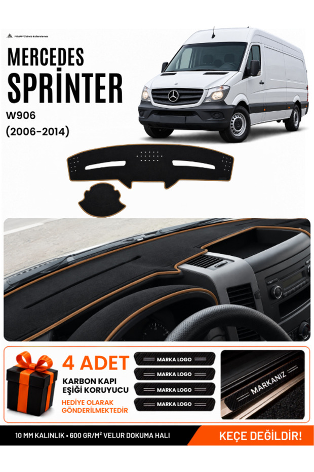 Mercedes Spri̇nter W906 (2006-2014) Compatible Glove Box Cover, Glove Box Case - Black-Brown - Mb020