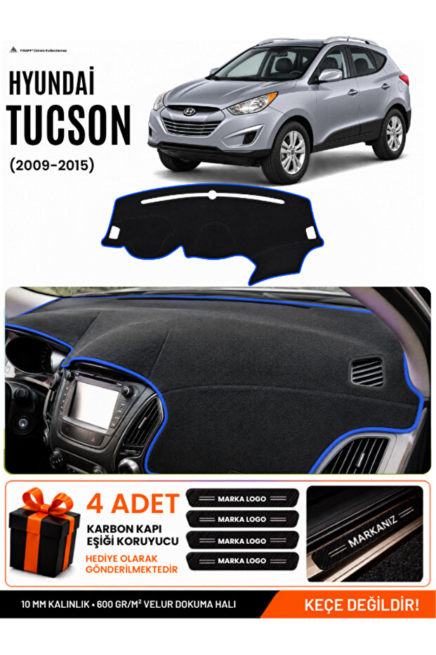 Hyundai Tucson (2009-2015) Compatible Glove Box Cover, Glove Box Case - Black-Blue - Hu034