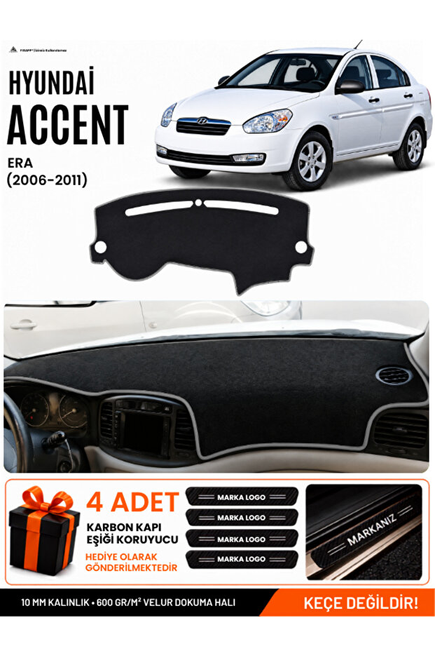 Hyundai Accent Era (2006-2011) Compatible Glove Box Cover, Glove Box Case - Black-Grey - Hu010