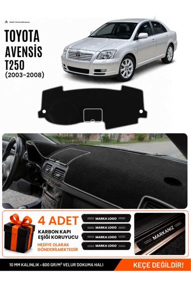 Toyota Avensis Screenless T250 (2003-2008) Compatible Glove Box Cover, Glove Box Case - Black-Grey - To002