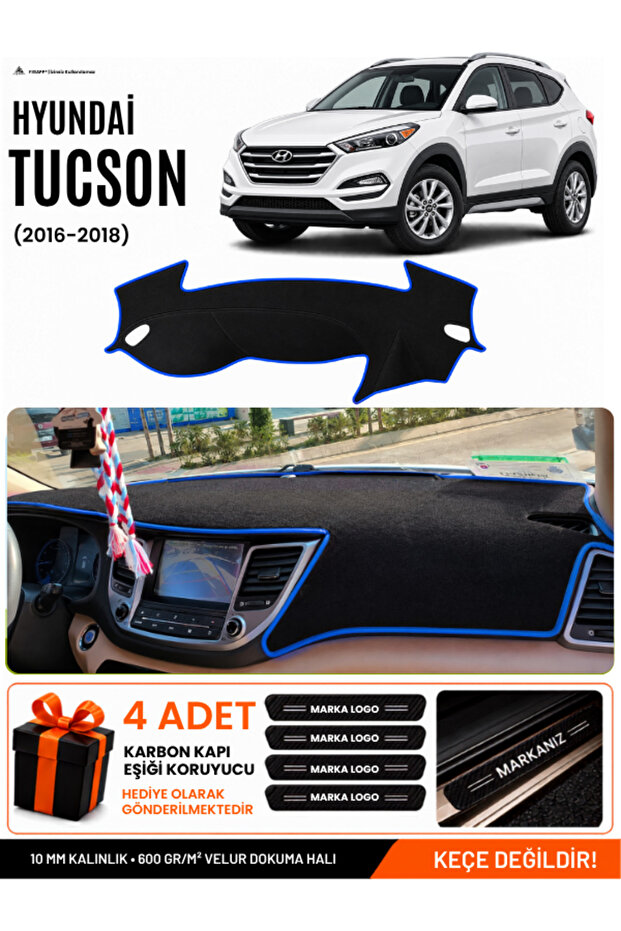 Hyundai Tucson (2016-2018) Compatible Glove Box Cover, Glove Box Case - Black-Blue - Hu035
