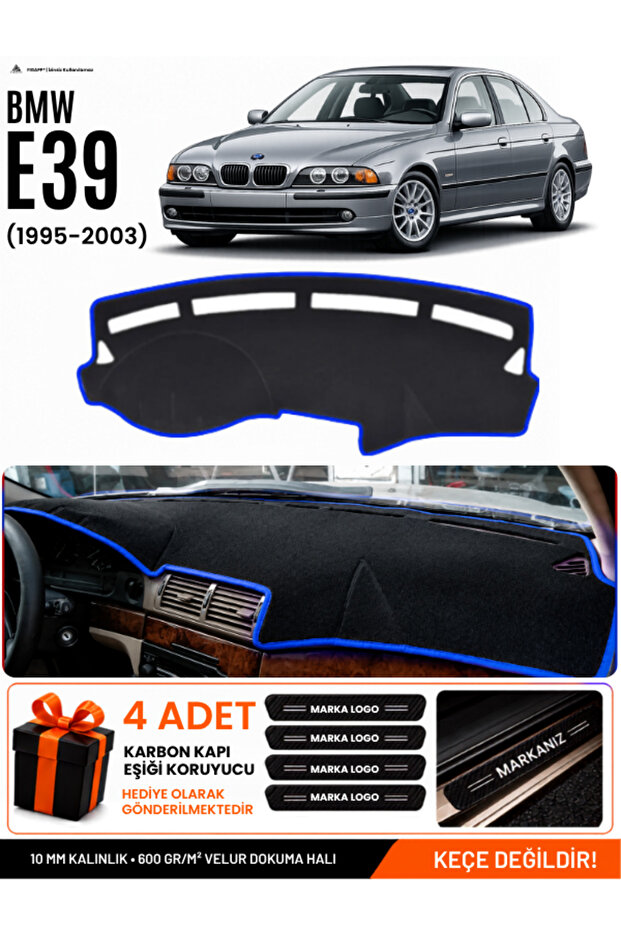 Bmw E39 (1995-2003) Compatible Glove Box Protection, Glove Box Cover, Glove Box Case - Black-Blue - Bm009