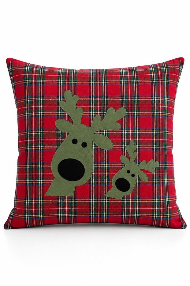 New Year's Collection Premium Fabric Appliqué Detailed Decorative Throw Pillow Cover 1 Piece 43×43