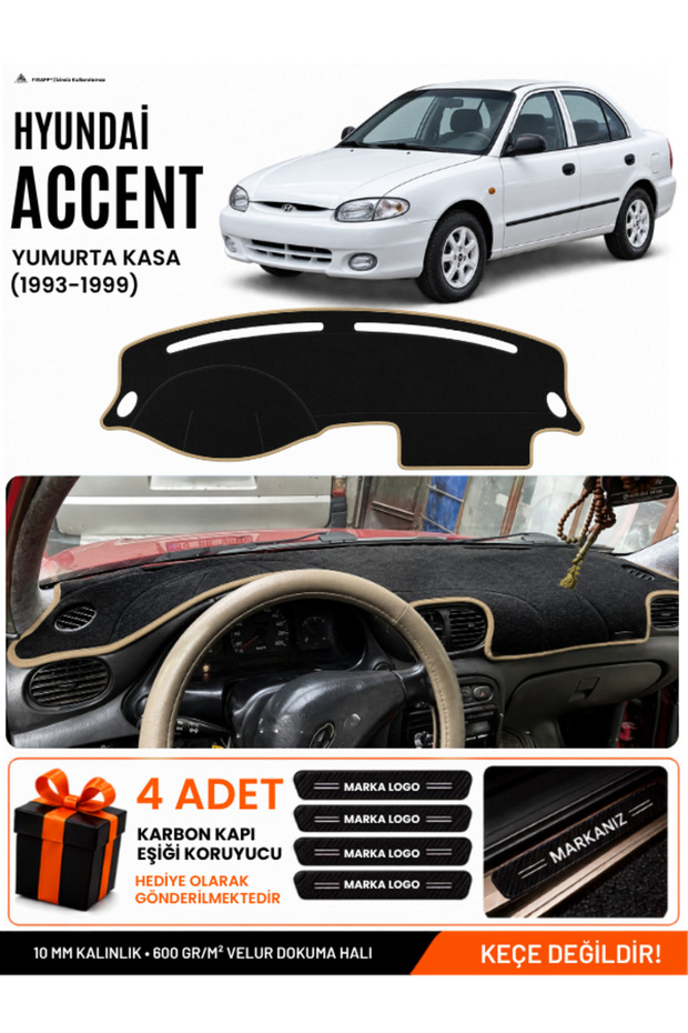 Hyundai Accent Egg Cushion (1993-1999) Compatible Torpedo Cover, Torpedo Case - Black-Beige - Hu008