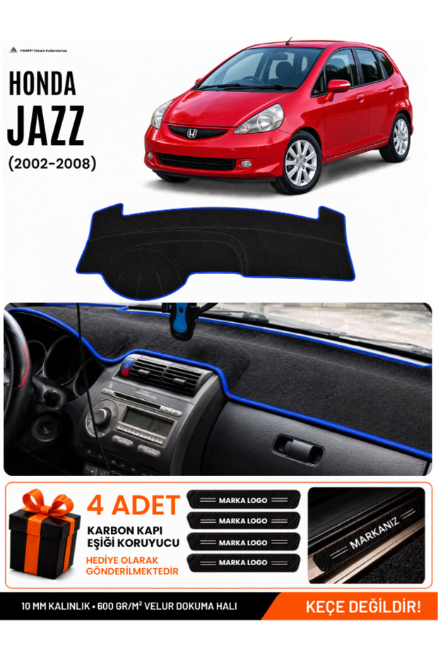 Honda Jazz (2002-2008) Compatible Glove Box Protection, Glove Box Cover, Glove Box Case - Black-Blue - Ho016