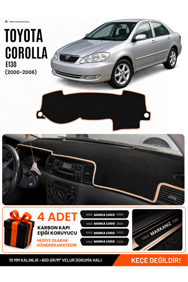 Toyota Corolla E130 (2000-2006) Compatible Dashboard Cover, Dashboard Case - Black-Beige - To014