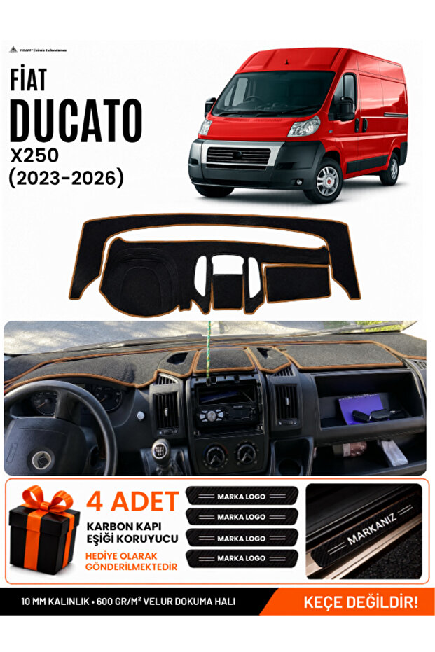 Fiat Ducato (2006-2014) X250 Compatible Glove Box Cover, Glove Box Case - Black-Brown - Fi010